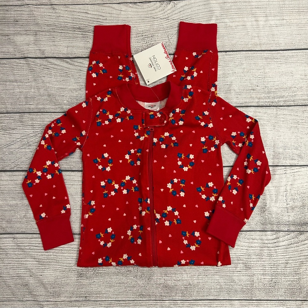 Hanna Andersson Floral heart sleeper size 3/90 NWT girls